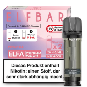 Elfbar Pods Peach Ice 10x 2x2ml – Fruchtiger Pfirsich mit Ice-Kick für dein Elfbar-Gerät