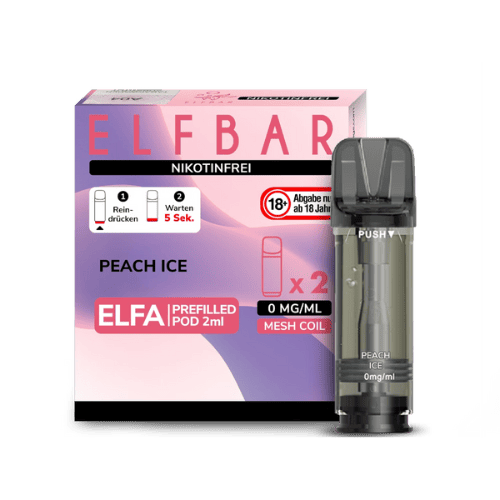 Elfbar Pods Peach Ice Nikotinfrei 10x 2x2ml – Süßer Pfirsich mit Ice-Note ohne Nikotin für dein Elfbar-Gerät
