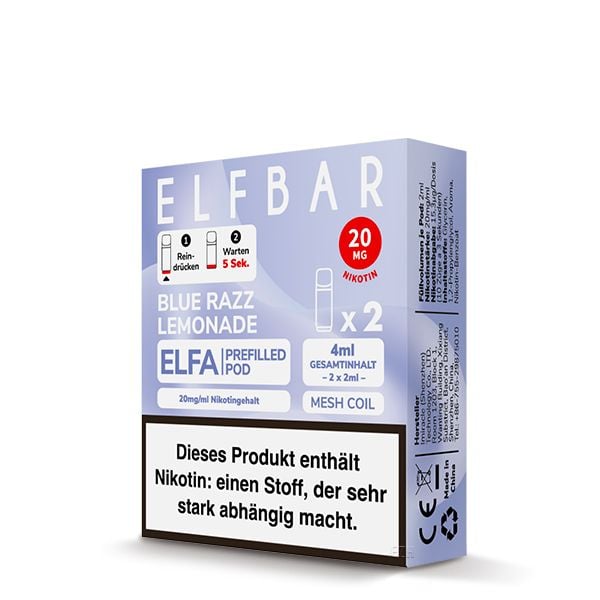 Elfbar Pods Blue Razz Lemonade 10x 2x2ml – Fruchtige Himbeer-Zitronenlimonade für erfrischendes Dampfen