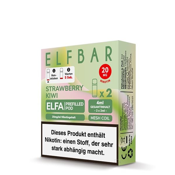 Elfbar Pods Strawberry Kiwi 10x 2x2ml – Fruchtige Erdbeere mit exotischer Kiwi