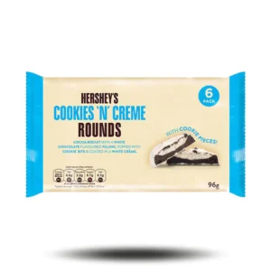 Hershey's Cookies and Creme Rounds 10x96g – Knusprige Kekse mit cremiger Füllung und weißer Schokolade