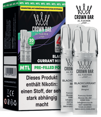 Al Fakher 600er Blackcurrant Mint Pods 10x4ml – Intensiver Schwarze-Johannisbeer-Geschmack mit frischer Minznote