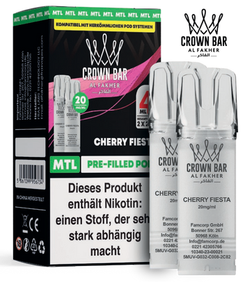 Al Fakher 600er Cherry Fiesta Pods 10x4ml – Kräftiger Kirschmix mit süß-intensivem Aroma und klarer Fruchtnote