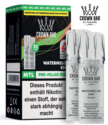 Al Fakher 600er Watermelon Kiwi Pods 10x4ml – Frisch-fruchtige Mischung aus Wassermelone und Kiwi mit klarer Süße