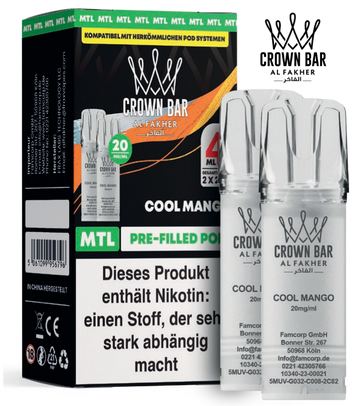 Al Fakher 600er Cool Mango Pods 10x4ml – Kühler Mangogeschmack mit süß-exotischer Fruchtintensität
