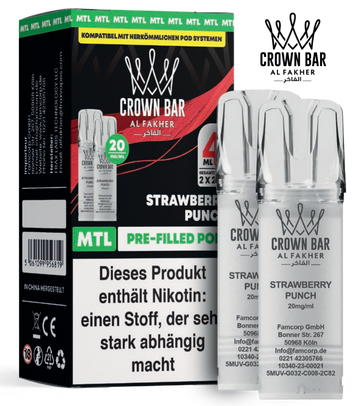 Al Fakher 600er Strawberry Punch Pods 10x4ml – Süß-intensiver Erdbeermix mit klarer, fruchtiger Frische