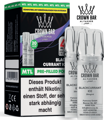 Al Fakher 600er Blackcurrant Ice Pods 10x4ml – Intensiver Schwarze-Johannisbeer-Geschmack mit kühler, klarer Frischenote