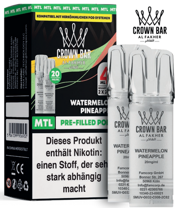 Al Fakher 600er Watermelon Pineapple Pods 10x4ml – Fruchtige Mischung aus Wassermelone und Ananas mit süß-frischer Tropennote