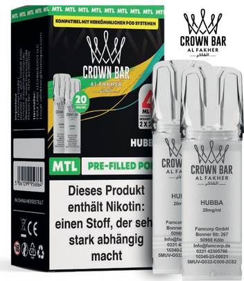 Al Fakher 600er Hubba Pods 10x4ml – Süß-intensiver Kaugummi-Geschmack mit klarer, aromatischer Note