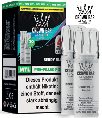 Al Fakher 600er Berry Blue Pods 10x4ml – Süß-intensiver Blaubeergeschmack mit klarer, fruchtiger Note