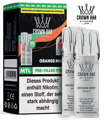 Al Fakher 600er Orange Mint 10x4ml – Frisch-fruchtige Orangennote kombiniert mit klarer, kühler Minzfrische