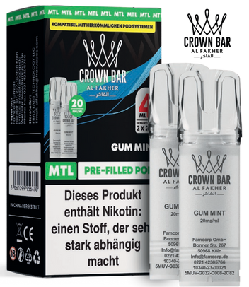 Al Fakher 600er Pods Gum Mint 10x4ml – Kaugummi-Minz-Mix mit klarer, kühler Frischenote