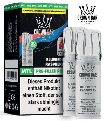Al Fakher 600er Pods Blueberry Raspberry 10x4ml – Süß-säuerlicher Mix aus Blaubeere und Himbeere mit klarer, fruchtiger Intensität