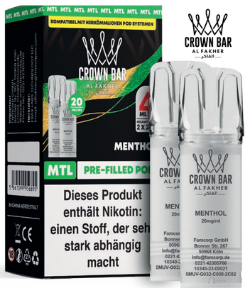 Al Fakher 600er Pods Menthol 10x4ml – Klare, kühle Mentholnote mit intensiv-erfrischendem Geschmack