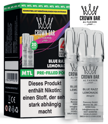 Al Fakher 600er Pods Blue Razz Lemonade 10x4ml – Süß-säuerlicher Blue-Razz-Limonadenmix mit klarer, spritziger Frische