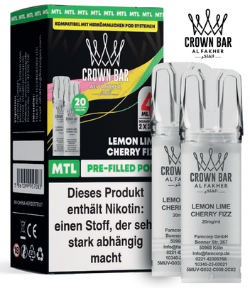 Al Fakher 600er Lemon Lime Cherry Fizz Pods 10x4ml – Spritzig-fruchtige Zitrus-Kirsch-Note mit leichter Frische