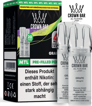 Al Fakher 600er Grape Pods 10x4ml – Süß-aromatischer Traubengeschmack mit klarer, fruchtiger Intensität