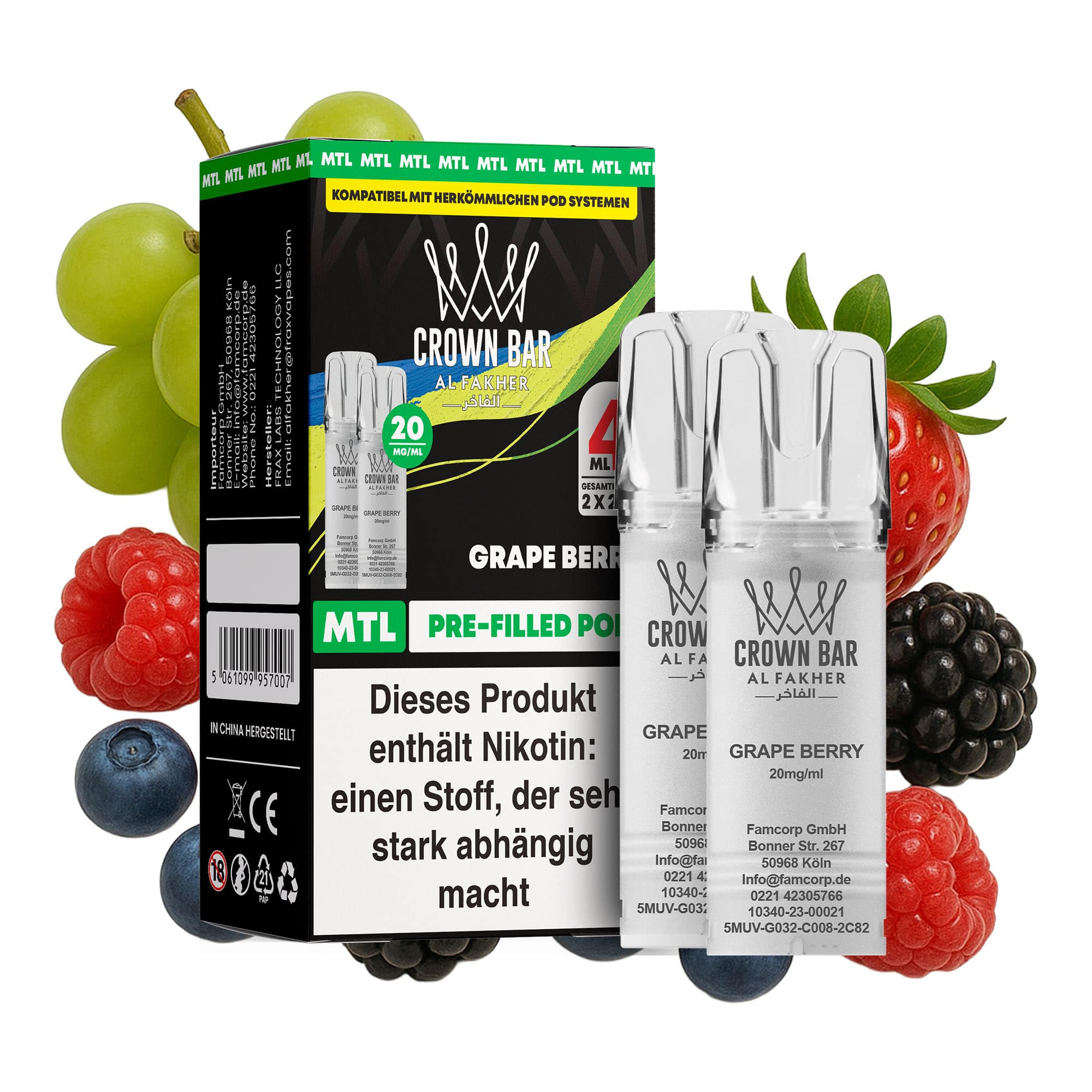 Al Fakher Pod Grape Berry – 10×2er Pack (2+2 ml Pods)