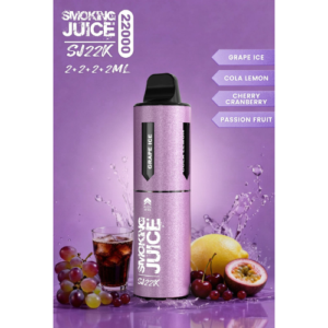 Bild-Alt-Text: Smoking Juice 4 in 1 Starterpack PURPLE 5X22000 Züge – Grape Ice, Cola Lemon, Cherry Cranberry, Passion Fruit – 5 Geräte im Set