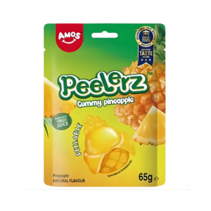 Amos Peelerz Gummy Pineapple 65g – peelbare Fruchtgummis mit Ananas-Geschmack