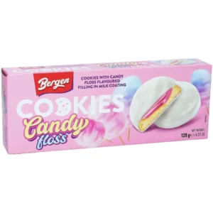 Bergen Cookies Candy Floss 128g – knusprige Cookies mit süßem Zuckerwatte Geschmack
