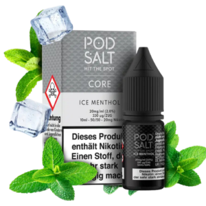 Pod Salt 5x10ml Liquid Ice Menthol 20mg – Nikotinsalz Liquid mit intensivem Menthol und Frische Geschmack im 5er Set