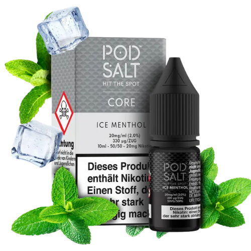 Pod Salt 5x10ml Liquid Ice Menthol 20mg – Nikotinsalz Liquid mit intensivem Menthol und Frische Geschmack im 5er Set