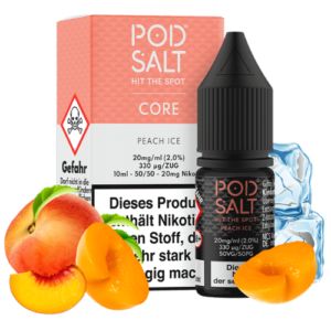 Pod Salt 5x10ml Liquid Peach Ice 20mg – Nikotinsalz Liquid mit Pfirsich und Frische im 5er Set