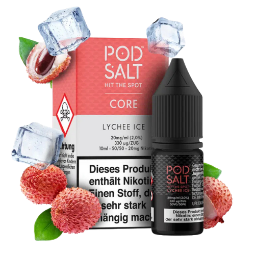 Pod Salt 5x10ml Liquid Lychee Ice 20mg – Nikotinsalz Liquid mit Litschi und Frische im 5er Set
