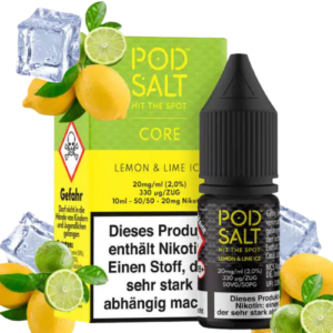 Pod Salt 5x10ml Liquid Lemon Lime Ice 20mg – Nikotinsalz Liquid mit Zitrone, Limette und Frische im 5er Set