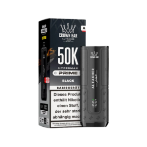 Al Fakher 5x50K Prime Basisgerät Black – originaler wiederaufladbarer Akkuträger für alle Al Fakher Hypermax Prime 50K 2er Pod + Coil Bundles.