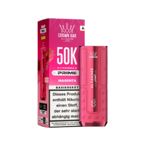 Al Fakher 5x50K Prime Basisgerät Magenta – originaler wiederaufladbarer Akkuträger für alle Al Fakher Hypermax Prime 50K 2er Pod + Coil Bundles.