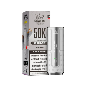 Al Fakher 5x50K Prime Basisgerät Silver – originaler wiederaufladbarer Akkuträger für alle Al Fakher Hypermax Prime 50K 2er Pod + Coil Bundles.