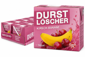 Durstlöscher Banane-Kirsch 12x500ml Trinkpacks Fruchtgetränk für Kiosk und Großhandel