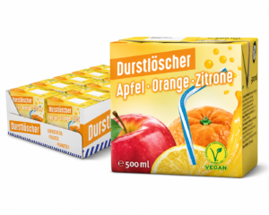 Durstlöscher Apfel Orange Zitrone 12x500ml Fruchtgetränk im Trinkpack für Großhandel und Wiederverkauf
