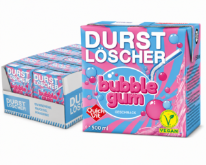 Durstlöscher Bubble Gum 12x500ml Getränkepäckchen mit Kaugummi-Geschmack für Kiosk und Großhandel