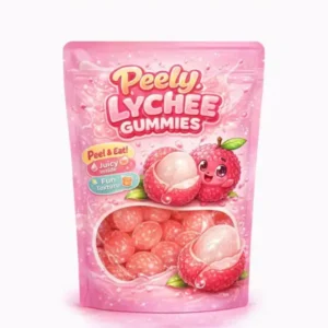 Pelly Gummy Lychee Flavor 36 x 60g – fruchtige Gummibonbons mit Litschi-Geschmack in 36 praktischen 60-g-Packungen.