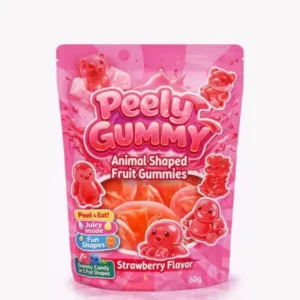 Pelly Gummy Strawberry 36 x 60g – fruchtige Gummibonbons mit Erdbeergeschmack in 36 praktischen 60-g-Packungen.