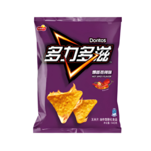 Doritos Hot Spicy 22x68g – knusprige Tortilla Chips mit intensiv scharf-würzigem Geschmack in 22 praktischen 68-g-Packungen.