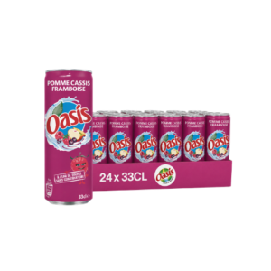 Oasis Pomme Cassis Framboise 24x330ml Fruchtgetränk mit Apfel Schwarzer Johannisbeere und Himbeere in Dosen