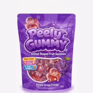 Pelly Gummy Purple Grape Flavor 36 x 60g – fruchtige Gummibonbons mit Traubengeschmack in 36 praktischen 60-g-Packungen.