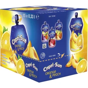 Capri-Sun Orange & Peach 15x330ml Fruchtgetränk mit Orange- und Pfirsichgeschmack im praktischen Trinkbeutel