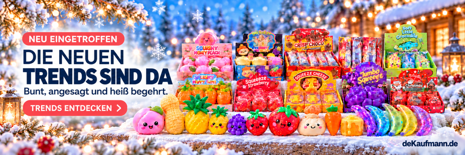 Neue Trendartikel im Winterdesign – Squishy- und Fidget-Spielzeug für Händler bei deKaufmann.de