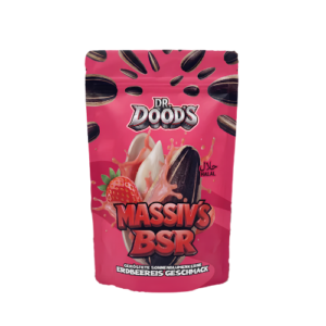 Dr. Doods Massivs BSR Erdbeereis 48x100g geröstete Sonnenblumenkerne mit Erdbeereis-Geschmack im 48er-Karton für Großhandel und Wiederverkäufer