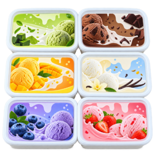 Eiscreme Squishy 6Stk – bunte Anti-Stress-Spielzeuge im Matcha-, Schokoladen-, Mango-, Vanille-, Blaubeer- und Erdbeer-Eiscreme-Design
