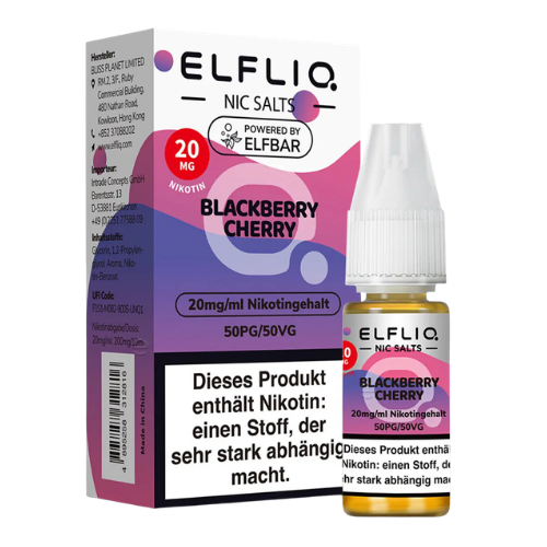 ELFBAR ELFLIQ Blackberry Cherry 10x10ml E-Liquid mit Brombeer-Kirsch-Geschmack für Vape-Shop, Kiosk und Großhandel