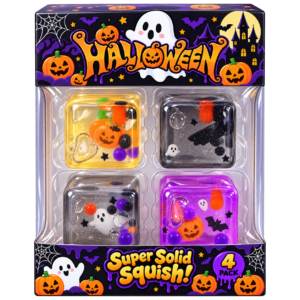 Halloween Squishy 4Stk – gruselige Anti-Stress-Spielzeuge mit Kürbis-, Geist- und Fledermausmotiven im 4er Set