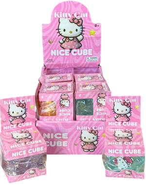 Kitty Cat Nice Cube 12Stk – bunte Anti-Stress Squishys in Würfelform mit pinkem Katzen-Design