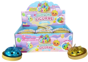 Licorne Dumpling Squishy 12Stk – bunte Einhorn Mystery Squishys in runden Dosen mit verschiedenen Farbvarianten