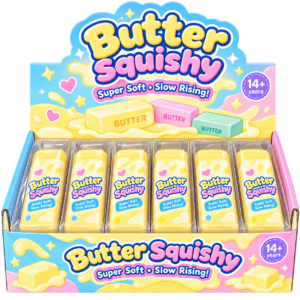 Soft Butter Squishy 12Stk – gelbe superweiche Anti-Stress-Spielzeuge im Butter-Design mit Slow-Rising-Funktion